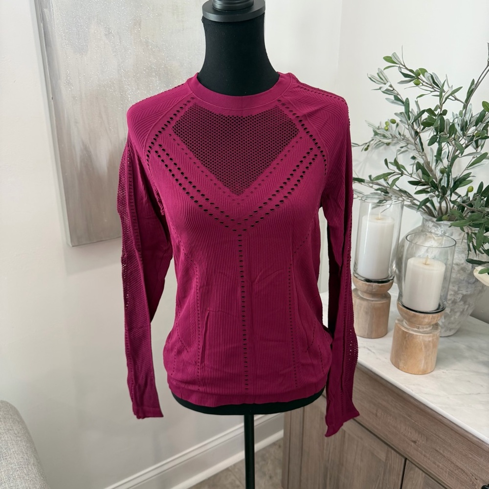 Athleta Oxygen Mesh Long-Sleeve Top Mulberry